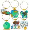 bowling charms in blue and green